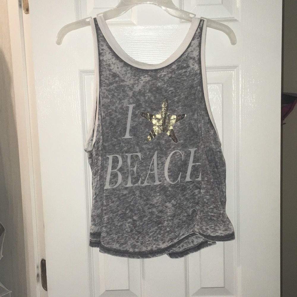 “I love the beach” Women’s Gray Tanktop